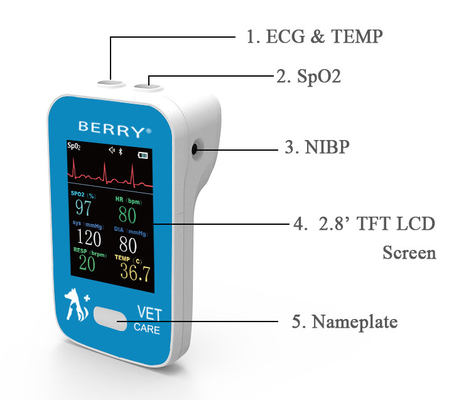 2.4'' TFT Screen Bluetooth Veterinary Surgical Monitors Record In APP